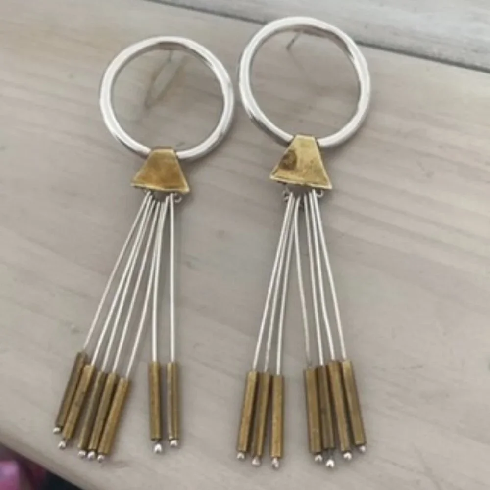 Sterling Silver large vintage NA Brutalist dangling statement Iconic Kinetic
